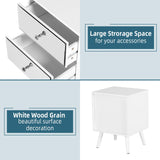 STHOUYN White Nightstand Set of 2, Mirrored Bedside Table Set of 2, Modern Bedroom Night Stands with 2 Drawer, Bed Side Table/Night Stand, End Tables Decorative Table Living Room (White) STHOUYN