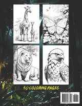 Fascinating Wild Animals Coloring Book for Adults and Children: Creative time out - a Collection of 50 wild animals in nature | Relaxation Coloring Pages for Everyone and any Age WoodArtSupply