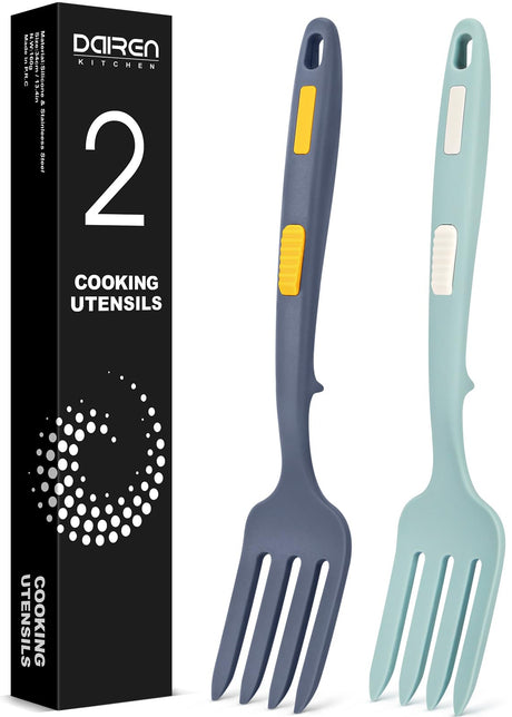 Silicone Flexible Fork, 11.6 Inch Heat Resistant Cooking Fork, Large Non Stick Fork for Mix Ingredients, Mash Food, Whisk Eggs (GT) DaiRen Kitchen