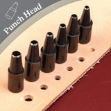 TLKKUE Adjustable Leather Hole Punching Tool Automatic Puncher with Wooden Handle Hollow Hole Punch with 6 Tips Size (1.5mm/2mm/2.5mm/3mm/3.5mm/4mm) for Leather Belt, Bag, Wristband TLKKUE