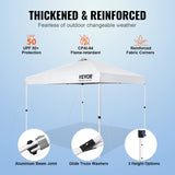 VEVOR Pop Up Canopy Tent, 10 x 10 ft, 250 D PU Silver Coated Tarp, with Portable Roller Bag and 4 Sandbags, Waterproof and Sun Shelter Gazebo for Outdoor Party, Camping, Commercial Events, White VEVOR
