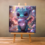 Natuyalo Framed Paint by Numbers Kit for Adults Beginner, Dragon Baby Acrylic Adult Paint by Number Kits on Canvas with Frame, Blow Bubbles Canvas Painting Perfect for Home Decor 12"x12" Natuyalo