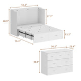 FUFU&GAGA Full Size Murphy Bed with Charging Station & Storage, Cabinet Bed Frame with Drawer, Folding Space Saving Murphy Beds Chest for Bedroom Guest Room Office, White, 76.4”L x 56.2”W x 40.9”H FUFU&GAGA