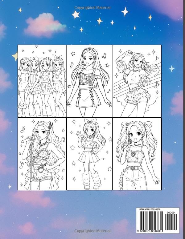 Anime K-pop Coloring Book: Beautiful Idol Looks and Outfits for Kids, Teens, and Adults Majosta