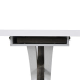 Cherry Tree Furniture High Gloss White Extendable Dining Table 6 to 8-Seater with Stainless Steel Base Cherry Tree Furniture