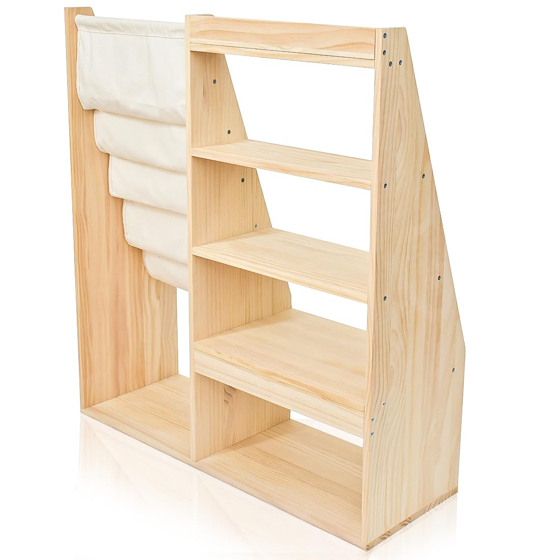MORIMOE Solid Wood Kids’ Bookshelf & Toy Organizer – Eco-Friendly Multi-Purpose Storage Solution for Playrooms and Classrooms MORIMOE