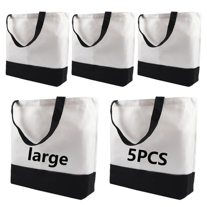 OKBA 5 pcs Sublimation Tote Bags,polyester tote bags for sublimation, blank canvas tote bags for DIY Crafting and Decorating 15 * 18.5 * 4 in