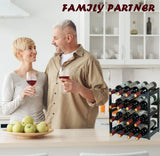 Homevany Bamboo Wine Rack, Sturdy and Durable Wine Storage Cabinet Shelf, Wine Racks Countertop for Pantry - 4 Tiers 16 Bottle Wine Rack Black Homevany