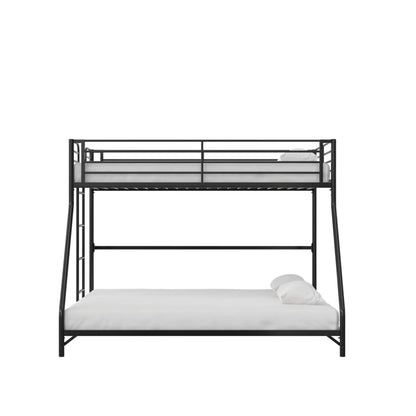 DHP Daven Quick-Assembly Twin-Over-Full Metal Bunk Bed with Ladder and Guardrails, Black - WoodArtSupply