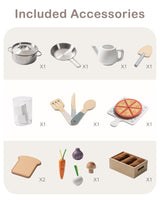 ROBOTIME Play Kitchen for Kids, Wooden Kids Play Kitchen Playset with Cutting Toy Food Set, Toaster and Toddler Gardening Sets- Toddlers Play Kitchen Gifts for Boys and Girls Ages 3+ ROBOTIME