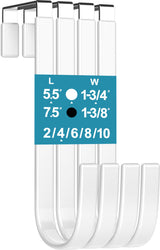 Over The Door Hooks 5.5" 4Pcs for 1 3/4" Door White Plastic Coating Wreath Door Hanger Hook for Hanging Ironing Board Towel Rack Bathroom Closet Cabinet Clothes Coat Holder Single Heavy Duty Mars-Rock