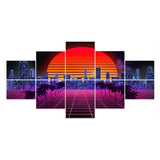 10 Pack Art Acoustic Panels Retro synthwave vaporwave skyline landscape at night sun Decorative Sound Absorbing Wall Panel Self-Adhesive Noise Canceling Soundproof Padding for Home 80" x 40" PZWKJOILPQ