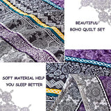 WONGS BEDDING Boho Quilt Set Twin Size, Purple Bohemian 2 Pieces Quilt Sets, Lightweight Bedspread Coverlet Bedding Set for All Season (86"x68") WONGS BEDDING