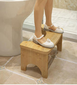 Bamboo Toilet Stool for Adults, 6.5" Poop Stool, Bathroom Toilet Potty Stool with Non-Slip Mat for Adults Children, Original Simple Design Healthy Portable Adult Toilet Poop Stool.(Wood) Healthy Gifts JACNITAD