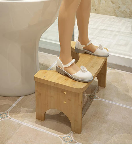 Bamboo Toilet Stool for Adults, 6.5" Poop Stool, Bathroom Toilet Potty Stool with Non-Slip Mat for Adults Children, Original Simple Design Healthy Portable Adult Toilet Poop Stool.(Wood) Healthy Gifts JACNITAD