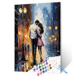 A loving Couple Paint by Numbers Kits with Brushe and Acrylic Pigment on Canvas Lively Street Scenery Painting for Adults Beginner Graffitic Picture Arts Craft Home Decor Gifts 16''x20''(Frameless) TUMOVO