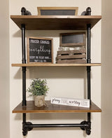 DR.IRON Industrial Pipe Shelving Rustic Bathroom Shelves with Towel Bar, 24" Pipe Shelf Wall Mounted, Farmhouse Bathroom Shelf Storage (3 tier-24) DR.IRON