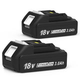 CHAUNVEN 3000mAh 18V Battery Replacement for Makita 18V Battery Compatible with 18 Volt BL1830B BL1840B BL1850B BL1860B BL1815B Battery (2 Packs) CHAUNVEN