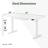 Agilestic Adjustable Height Electric Standing Desk with Storage Wooden Drawer, 55 x 24 Inches Stand Up Home Office Computer Gaming Table for Work Office Home,White Agilestic