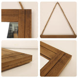 DECORKEY Rectangle Wall Mirror for Bathroom, Distressed White Wood Decor with Hanging Rope for Rustic Home Decor, Vanity, Living Room 12"×16"（Wooden） DECORKEY