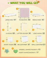 Soubeoii Metal Pegboard Combination Kit — 4 Carbon Steel Pegboards with 26 Accessories, Pegboard Wall Organizer for Home, Office, Study Room, Kitchen, Garage & Craft Room — 24″ × 24″ Pink Peg Board Soubeoii