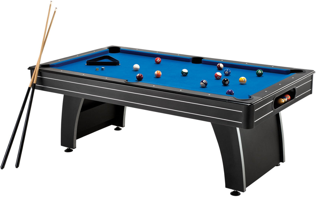 Fat Cat by GLD PRODUCTS Tucson 7’ Pool Table with Automatic Ball Return, Electric Blue Playing Surface & Included Billiard Accessories to Play Out of The Boxington 9 ft. Allendale Collection Shuffleboard Table Fat Cat by GLD PRODUCTS