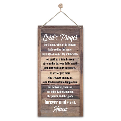 Christian Decor, Lord's Prayer Hanging Sign, Decorative Wall Plaque, Rustic Door Sign with Hanging Rope, Religious Artwork, Farmhouse Door Hanger, Christian Home Wall Decor, Christian Gift corner wind