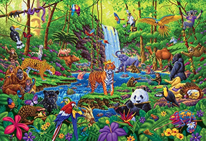 Buffalo Games - Jungle Jumble - 2000 Piece Jigsaw Puzzle for Adults Challenging Puzzle Perfect for Game Nights - 2000 Piece Finished Size is 38.50 x 26.50 - WoodArtSupply