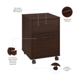 Bush Furniture Key West 2 Drawer Mobile File Cabinet, Bing Cherry (KWF116BC-03) Bush Business Furniture