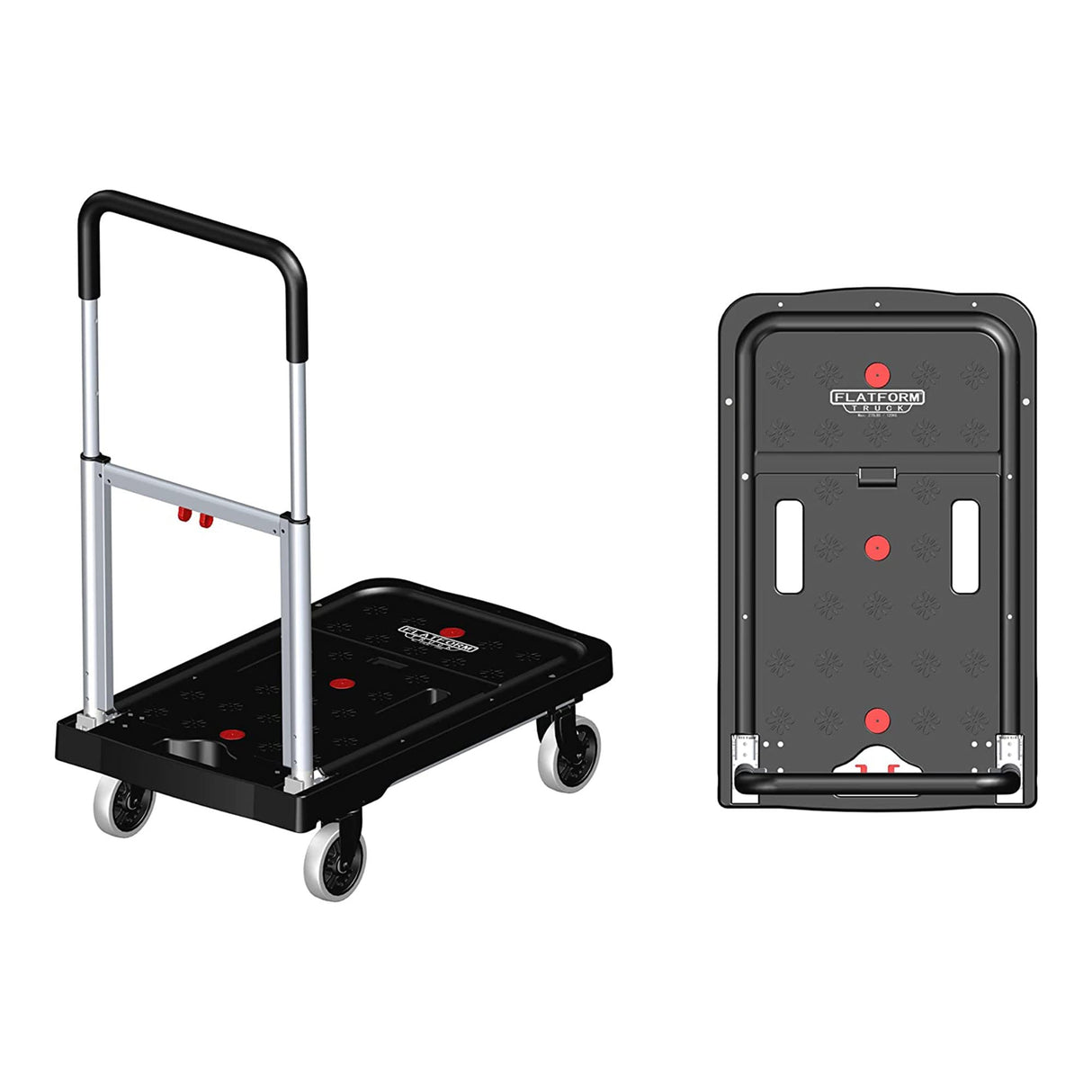 Magna Cart 4 Wheel Folding Platform Dolly Cart made from Heavy-Duty and Durable Aluminum with 300 Pounds Capacity, Lightweight, Silver Magna Cart