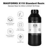 MAGFORMS X110 Upgraded Standard 3D Printing Resin, Enhanced Toughness & Strength, Non-Brittle 405nm UV Curing Resin with High Precision for 4K/6K/8K LCD DLP 3D Printers (Dark Gray, 1kg) Magforms