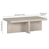 Henn&Hart 44" Wide Rectangular Coffee Table in Alder White, for Home, Living Room, Bedroom, Entertainment Room, Office Henn&Hart