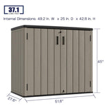 KINYING Outdoor Horizontal Storage Sheds,Outdoor Storage Cabinet Waterproof Resin Tool Storage Box for Lawn Mower,Garden Tools and Patio Furniture, Lockable (Brown) KINYING