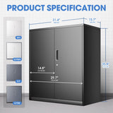 DNA MOTORING Metal Storage Cabinet, 36'' Locking Cabinet with 2 Doors and 2 Adjustable Shelves, Metal Cabinet Heavy Duty Utility Cabinet for Garage,Office,Home,Gym, Black, TOOLS-00631-BK-BK DNA MOTORING