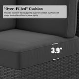 LayinSun 8 Piece Patio Furniture Set with 44" Propane Gas Fire Pit Table, Outdoor Sectional Conversation Set Wicker Rattan Sofa Set with Coffee Table LayinSun