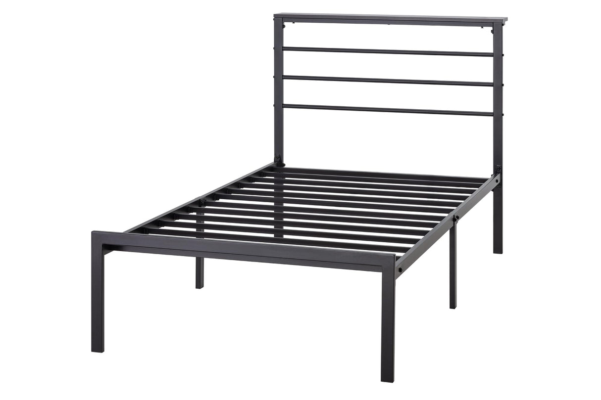 SHA CERLIN Heavy Duty Twin Bed Frame with Practical Headboard Shelf and Strong Metal Support SHA CERLIN