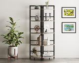 BON AUGURE Industrial Chic 5-Tier Dark Grey Oak Corner Bookshelf BON AUGURE