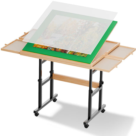 Monshey 1500 Piece Puzzle Table with 4 Drawers, 35"x27" Adjustable 3-Tilting-Angle Jigsaw Puzzle Board for Adults monshey