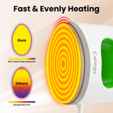 Calogy Super Mini Heat Press Machine, Max 410℉ & 4 Heating Setting with LED Display, Mini Iron for Crafting with Precision Tip, Easy for Small Objects Like Shoes, Stuffed Animals, Hats (White Green) Calogy