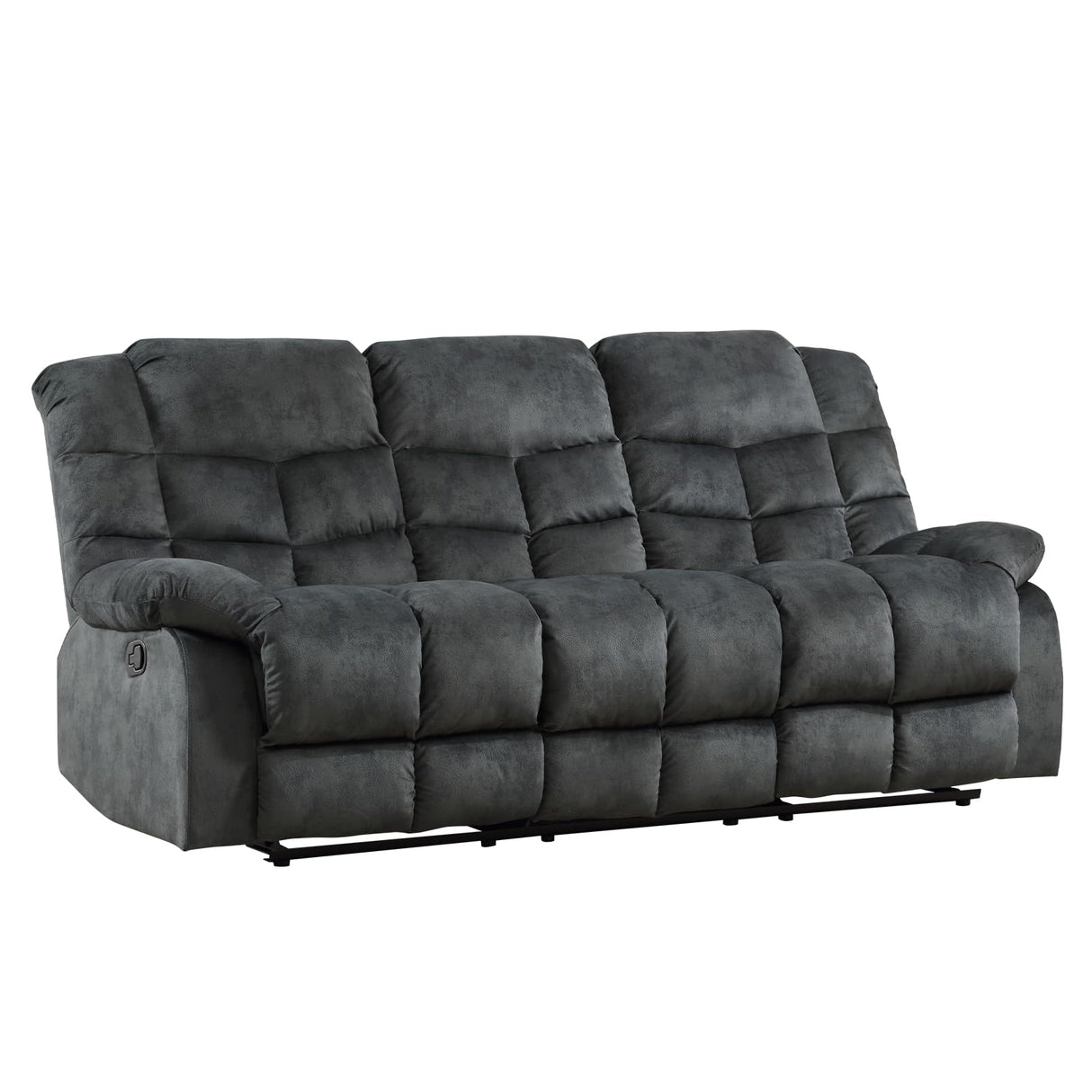 EBELLO Reclining Couch for Living Room, Extra Wide Modern Overstuffed 3 Seat Recliner Manual Sofa Breathable Fabric and Padded Cushion, Grey Green EBELLO