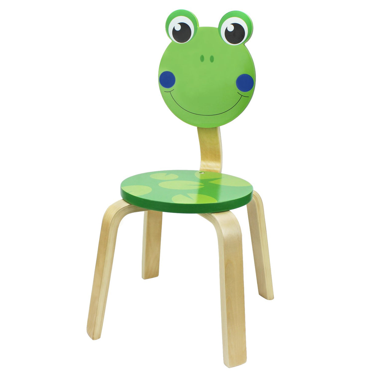 iPlay, iLearn 10 Inch Kids Solid Hard Wood Animal Chair, Stackable Wooden Finished, Preschool, Bedroom, Playroom, Nursery Seat, Frog Furniture Stool for Toddlers, Children, Boys, Girls iPlay, iLearn