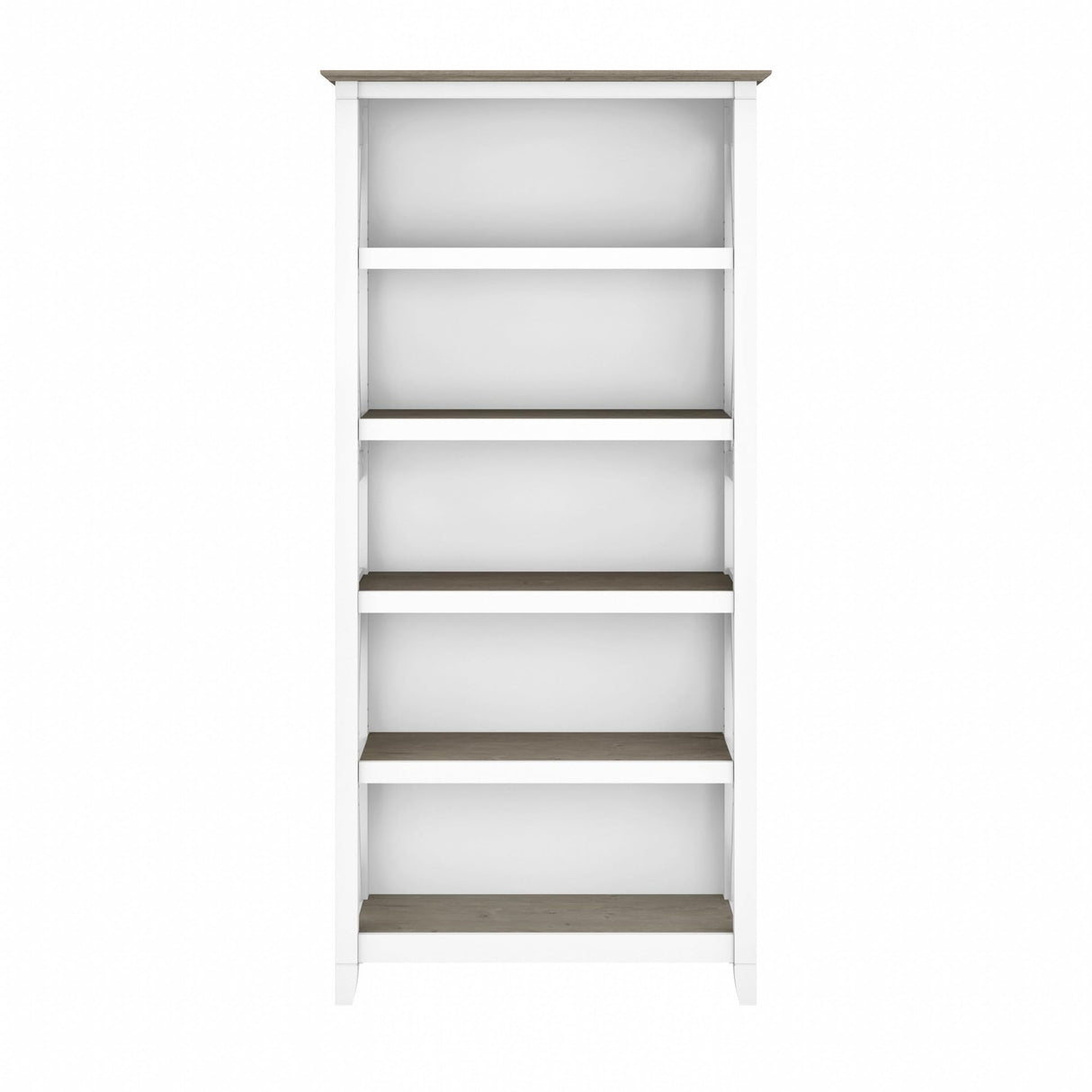 Bush Business Furniture Key West 5-Shelf Bookcase in Shiplap Gray and Pure White Bush Business Furniture