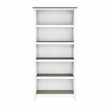 Bush Business Furniture Key West 5-Shelf Bookcase in Shiplap Gray and Pure White Bush Business Furniture