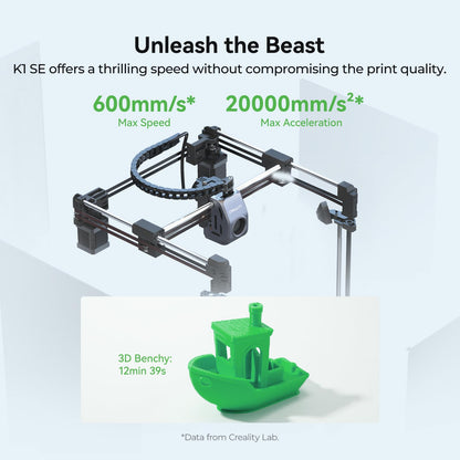 Creality 3D Printer, K1 SE Fully Assembled Auto Leveling 3D Printers for Kids and Beginners, 600mm/s Max High-Speed Printing, Core XY All Metal Structure, Larger Print Size 250x220x220mm - WoodArtSupply