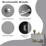 HAPPYGRILL Buffet Sideboard Solid Wood Storage Cabinet Console Table with 2 Drawers & Shelf, Buffet Server Cupboard for Kitchen, Entryway, Living HAPPYGRILL