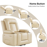 GarveeHome Faux Leather Power Lift Recliner Chair for Elderly, Lift Assist Recliner for Seniors with Heat and Massage Function, Reclining Sofa w/Pockets and Cup Holders CF8008 (Beige, Medium) GarveeHome