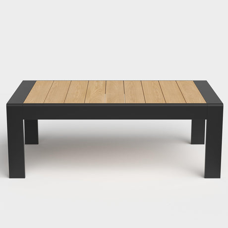 Aeeiua Outdoor Rectangle Patio Aluminum Coffee Tables for Outside, All Weather Patio Slatted Tabletop for Indoor or Outdoor Use Aeeiua
