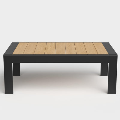 Aeeiua Outdoor Rectangle Patio Aluminum Coffee Tables for Outside, All Weather Patio Slatted Tabletop for Indoor or Outdoor Use