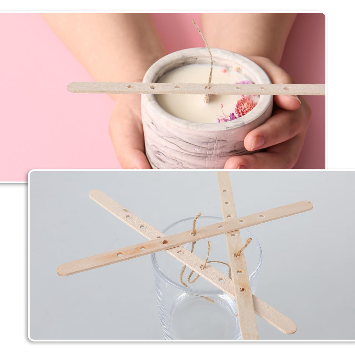 50PCS Candle Wick Holders for Candle Making, Wooden Wick Centering Tool for Candles Making Bars Wax Stick Clips Device Crafting Supplies Yuomeaz