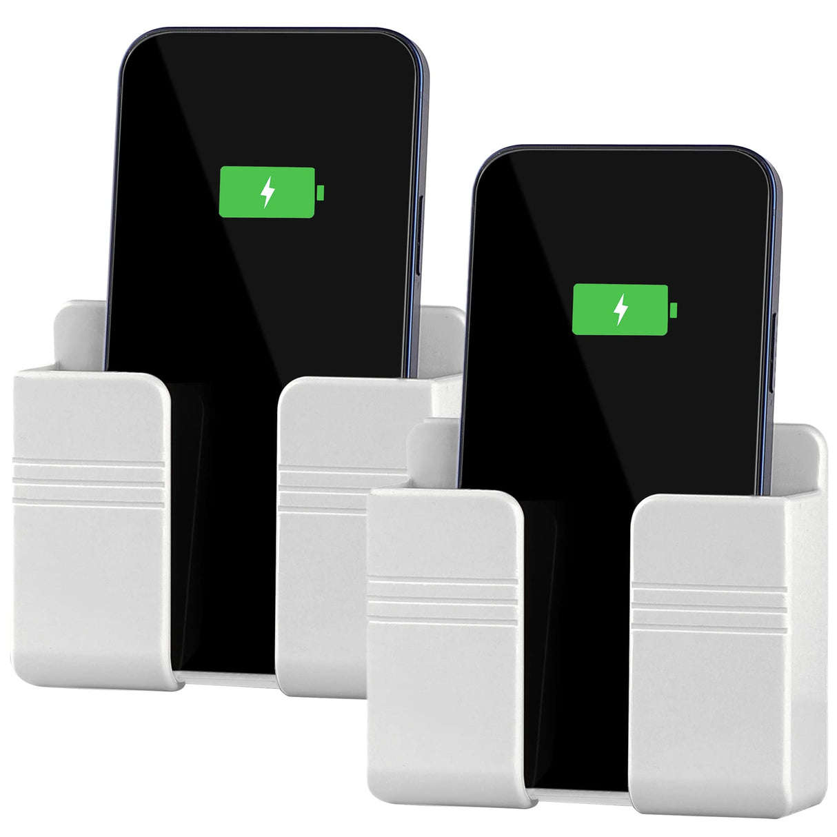 CEI&BPY 2Pcs Phone Holder Wall Mounted, Phone Stand with Self Adhesive. Phone Holder for Shower/Charging.Compatible with iPhone and Android (2Pcs-White) CEI&BPY